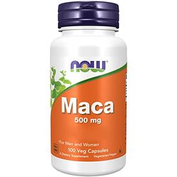 Now Foods Maca, 500mg, Maca Root, Lepidium meyenii, 100 Vegan Capsules, Lab Tested, Soy Free, Vegetarian, Gluten Free, Non GMO
