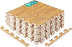 Yes4All Alfombrillas entrelazadas con Borde - Alfombrillas de Espuma/Alfombrillas de Gimnasio con baldosas entrelazadas de EVA (12 pies Cuadrados - Madera de Roble Claro - 12 baldosas)