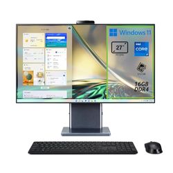 Acer Aspire S27-1755 Computer Fisso All in One, Pc Desktop, Processore Intel Core i7-1260P, Ram 16 GB DDR4, 512 GB SSD, Display 27" IPS QHD LCD, Intel Iris Xe Eligible, Wifi, Webcam, Windows 11 Home