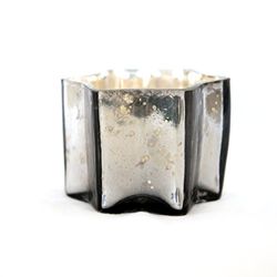 Insideretail Ltd Kerstmis Kwik Glas Ster Theelicht Houders-met Distressed Gun Metal Foil, Set van 48, Gum, 7 x 7 x 7 cm