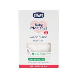 Chicco Baby Moments Amido di Riso, Lenitivo e Rinfrescante, Pulizia Gentile Senza Irritare o Asciugare La Pelle, Azione Emolliente, Bagnetto Neonato, Talco, 250 Gr, 0 Mesi+