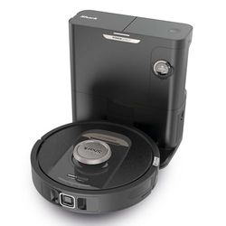 Shark PowerDetect Robot Aspirador, Vaciado automático, navegación 3D y LiDAR, Base antialérgenos, tecnología NeverStuck, para alfombras, Suelos y Pelo de Mascotas, WiFi/App, Negro, RV2820VEEU