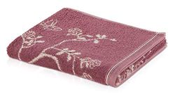Möve Bohème Flowering branch Towel 50 x 100 cm, Towel - Made in Germany, 85% cotton 15% linen, Mauve/Nature