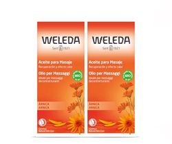 Weleda Bipack Arnica Olio per Massaggi decontratturanti per trattamenti di contratture e tensioni muscolari da fatica e stress, ottimale per applicazione pre e post attività sportiva (2 x 200 ml)