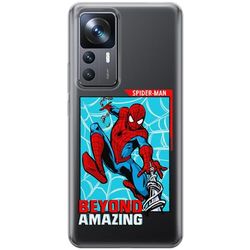 ERT GROUP mobiltelefonfodral för Xiaomi 12T/ 12T pro/ K50 Ultra originalt och officiellt licensierat Marvel mönster Spider Man 041 anpassad till formen på mobiltelefonen, gedeeltelijk transparant