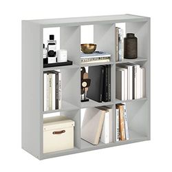 Furinno Cubículo Organizador de Almacenamiento Decorativo con Parte Trasera Abierta, 9 Cubos, Gris Claro