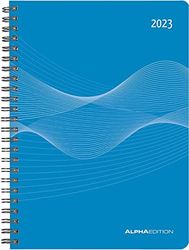 Alpha Edition - Agenda semanal (tapa de polipropileno, 2023, formato A5, encuadernación con anillas, 1 semana en 2 páginas, 128 páginas), color azul