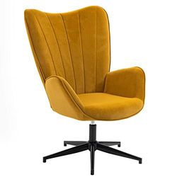 MEUBLE COSY Fauteuil Scandinave Chaise Pivotant pour Bureau Salon Chambre avec Un revêtement en Tissu des Accoudoirs Rembourés, Métal, Gris, 68x87x99cm, LINDELOF Grey