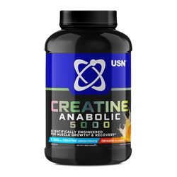 USN Creatine Anabolic 5000 – All-in-One Muscle Growth & Recovery Powder, 5000mg Creatine Monohydrate + 3000mg BCAAs, Low Sugar, Orange Flavour, 900g (30 Servings) - New Formula