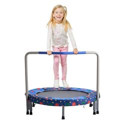 VEVOR Mini Trampoline Pliable pour Enfant, 955 x 750 mm, Fitness rebounder pour Tout-Petits avec poignée, Cadeau d'anniversaire pour Enfants de 3 Ans et Plus, garçons et Filles pour s'amuser, Bleu