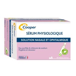 COOPER - Sérum physiologique - Lavage du nez et des yeux - Hygiène quotidienne - Pour toute la famille - Fabriqué en France - Boîte de 30 unidoses, Blanc, 5 ml (Lot de 1)