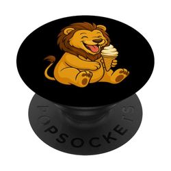 Lion Ice Cream Zoo Animal Lover Kawaii Niños Niñas Niños PopSockets PopGrip Adhesivo