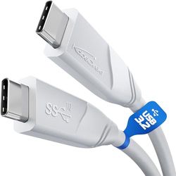 KabelDirekt – Cable USB-C, USB 3.2 gen 2 – 1m (Tipo C, cable de datos/de carga, hasta 10 Gbit/s y corriente de carga de 100 W con Power Delivery/PD 3, chip integrado, blanco)
