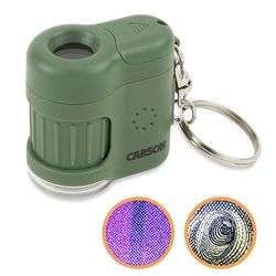 Carson Microscópio de bolso micro mini de 20 x com luzes LED e UV e lanterna LED, azul