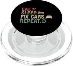 Eat Sleep Fix Cars Repetir Garaje Mecánico Técnico de Automóviles PopSockets PopGrip para MagSafe