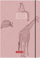 BRUNNEN School Calendar "Wild Animals" 2023/2024 2 Pages = 1 Week A5 Pink