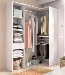 Dmora - Guardaroba grande Biaina, Mobile camera da letto, Cabina armadio portabiti, Armadio appendiabiti aperto ad angolo, 98x42 h187 cm, Bianco