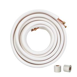 VEVOR 15240mm Mini Split Line Set, 6.4 & 12.7mm O.D Copper Pipes Tubing and Triple-Layer Insulation, for Mini Split Air Conditioning Refrigerant or Heating Pump Equipment & HVAC with Wrapping Strips.
