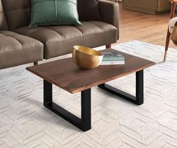 Mesa de Centro 1 Cajon con Base de Metal y Tapa en Madera de Mango Pintada A Mano