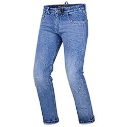 SHIMA DEVON Motorcycle Jeans - Ventilated Elastic Slim Fit Riding Trousers Mens with FiberQL Reinforcements, CE Knee and Hips Protectors (Men, Blue, 32 LONG)