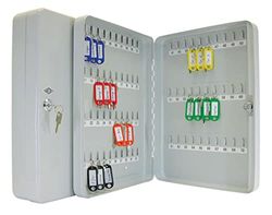 Wedo 10256537X sleutelkast (voor 70 sleutels, gepoedercoat plaatstaal 28 x 6 x 37 cm, veiligheidsslot inclusief 2 sleutels) lichtgrijs