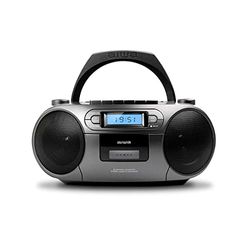 Aiwa BBTC-550MG Draagbare cassetteradio met CD, Bluetooth en USB, cassetterecorder, kleur: metallic grijs