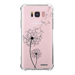 Evetane Beschermhoes compatibel met Samsung Galaxy S8, siliconen, schokbestendig, robuust, bescherming rondom, robuust, transparant, paardenbloemmotief, modieus