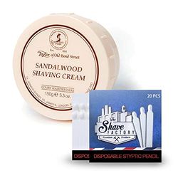Taylor of old Bond Street crema da rasatura Sandalwood e 20 Fiammiferi emostatici