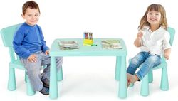 FANTASK Ensemble de 3 sièges pour Enfant, Table en Plastique avec 2 chaises, 3 pièces, Vert