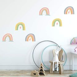 Walplus Stickers Kamerdecoratie - Decoratief Niet Giftig Blijvend Vinyl Raam Muur Kast Deuren Handgetekende Regenbogen 6Pcsveelkleurig