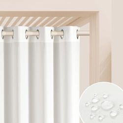 ROOM99 Utomhusgardiner med öljetter Garden Line 155 x 250 cm bred x höjd utomhus gardin väderbeständig vattentät insynsskydd solskydd gardiner trädgård vindtät ecru