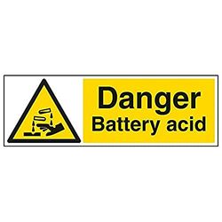 vsafety "Danger battery Acid schild, landschap, (pack van 3), 600 mm x 200 mm, 3