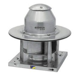 Ventilador centrífugo de tejado con salida de aire horizontal, modelo CHT-400-4M, hélice de 40 centímetros, 1380 rpm, caudal máximo 7000 m3/h, 85,6 x 85,6 x 75,5 centímetros (Referencia: 1007722)