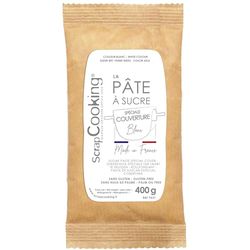 ScrapCooking - Pâte à Sucre de Couverture Blanche 400 g - Pour Recouvrir Gâteaux & Pièces-Montées - Sans Gluten, Sans Huile de Palme - Anniversaire, Mariage, Communion, Noël - Blanc - 7631