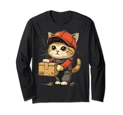 Carino che lavora Cat Delivery Driver Maglia a Manica