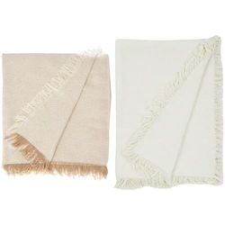 Martina Home Foulard Chevrons Polyvalents, 80% Coton, 20% Polyester, Écru/Beige, 300 x 260 cm & Couvre-canapé, Ecru, 230 x 260 cm