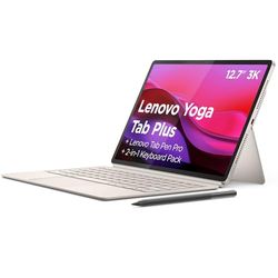 Lenovo Yoga Tab Plus, tablet AI, wyświetlacz 3K 12,7" 144 Hz, procesor Snapdragon 8 Gen 3, pamięć 16 GB, pamięć 256 GB, WiFi 6, tablet z Androidem 14, karta Pen Pro i klawiatura w zestawie - Seashell