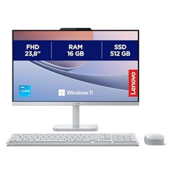 Lenovo A100 Desktop All-In-One, Display 24" FHD (1920x1080), Intel Core i3-N305, RAM 16GB, 512GB SSD, Speakers, WiFi 6, Windows 11 Home, Mouse + Tastiera - Cloud Grey