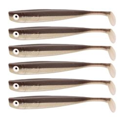 Lot de 6 appâts de pêche en Caoutchouc - 12 cm - Marron