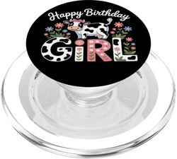Happy Birthday Girl Cow Mother Girl Mama Woman Family Cow PopSockets PopGrip for MagSafe