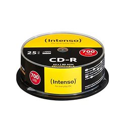 CD-R 700 Mo/80 Min, 25 unités, Haute capacité de Stockage, idéal pour l'enregistrement de données et de Musique.