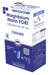 NUTRIGÉE - Magnésium Marin Fort - Équilibre - Anti-Fatigue - Réduit la Fatigue, Favorise Équilibre Psychique et un Système Nerveux Normalisé - 60 Comprimés - Programme de 60 Jours - Fabriqué en France