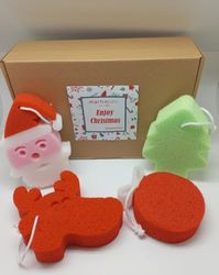 martini SPA - Enjoy Christmas 2024 - Christmas Kit Consisting of 4 Assorted Christmas Sponges, with Gift Box, 30.5 x 21.5 x 9 cm, 238 g, 4 Units -Made in Italy