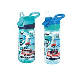 Nuby Super Quench Drinkfles voor kinderen, lekvrij, met draaggreep, vaatwasmachinebestendig en steriliserend, geschikt voor 18 maanden (verkeer, 2 stuks)