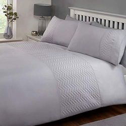 Rapport Porto Silver edredón y Fundas de Almohada a Juego, poliéster, Plateado, Matrimonio