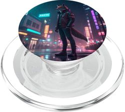 Futurista Fox deambula por la escena nocturna de Tokio PopSockets PopGrip para MagSafe