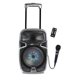 Lexibook IParty Karaoke Bluetooth, su Ruote con Effetti di Luce e Microfono Inclusi, Batteria Ricaricabile, Nero/Argento, K8250, Colore