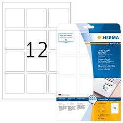 HERMA 10109 universele etiketten A4 afneembaar, set van 32 (60 x 60 mm, 800 vellen, papier, mat, vierkant) zelfklevend, bedrukbaar, verwijderbaar en opnieuw klevende etiketten, 9.600 etiketten, wit