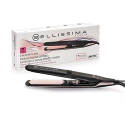 Bellissima Creativity Ion, Lisseur, cheveux lisses ou ondulés, ioniseur, revêtement céramique plus kératine, plaques flexibles, 5 températures 150/230°C