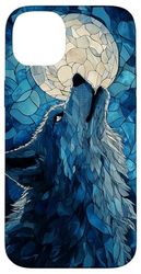 Vetro colorato Lupo Fauna Selvatica Animal Art Custodia per iPhone 14 Plus